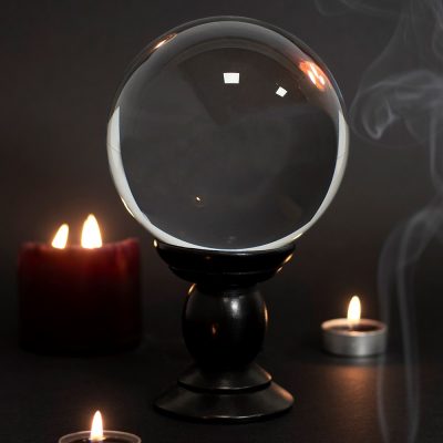Crystal Ball Clear Large on Wooden Stand 130mm
