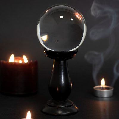 Crystal Ball Clear Small on Wooden Stand 90mm