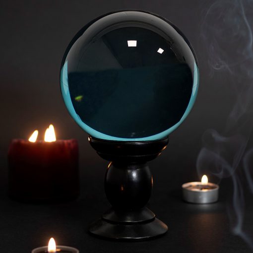 Crystal Ball Teal Large on Wooden Stand 130mm - Image 2