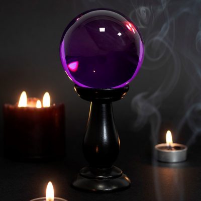 Crystal Ball Purple Small on Wooden Stand 90mm