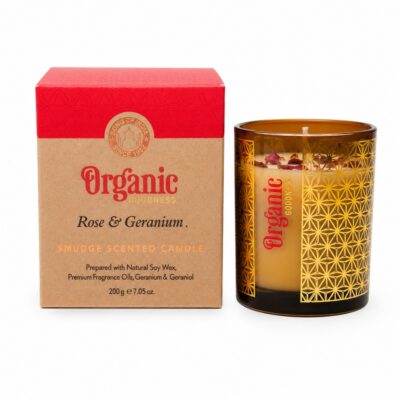 Organic Goodness Smudge Scented Candle - Rose & Geranium 200gm
