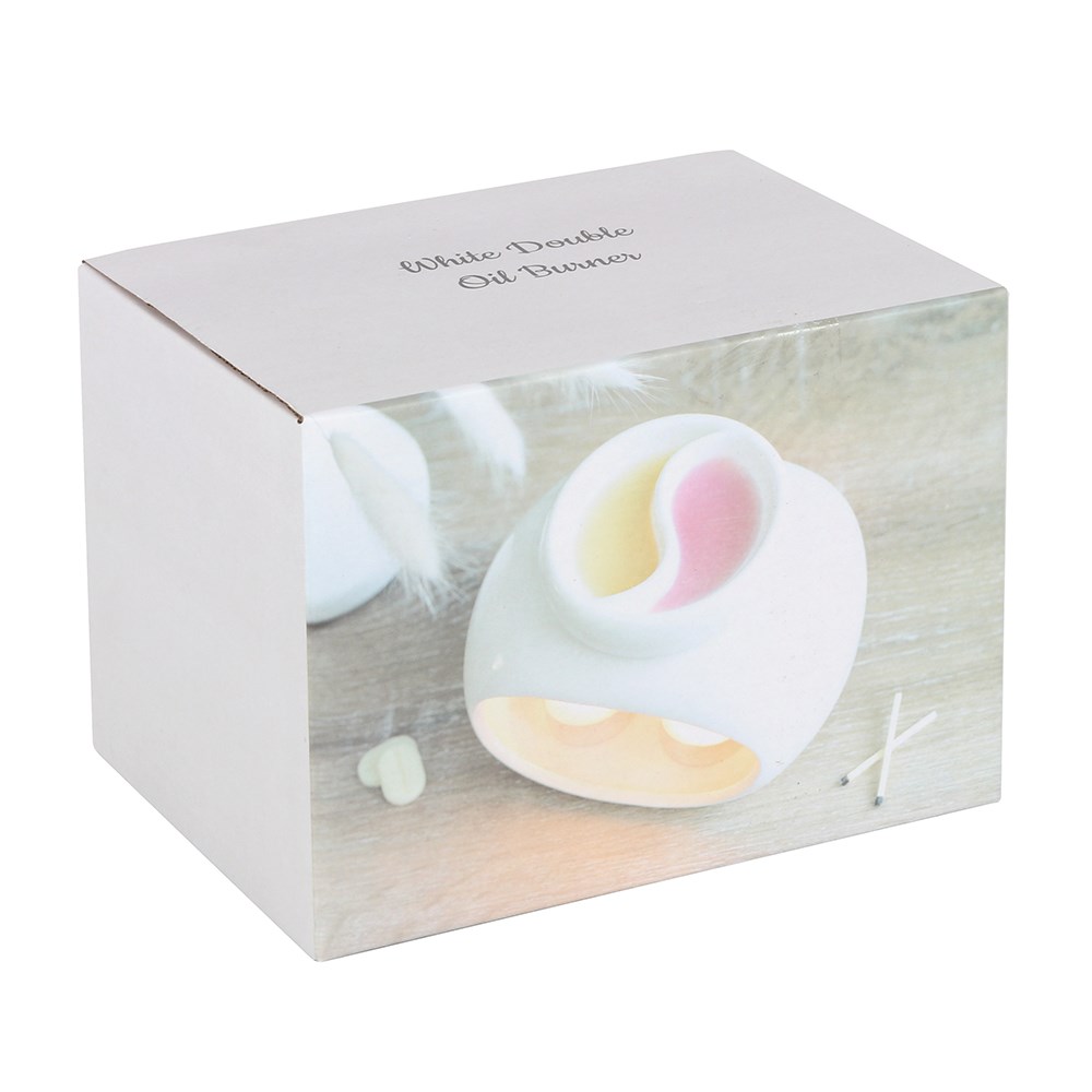White Double Ceramic Oil Burner - Image 4