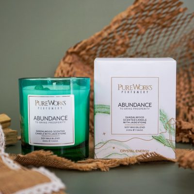 Crystal Energy Candle 200gm Abundance Sandalwood with Jade