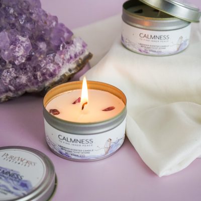 Crystal Energy Candle 100gm Calmness Lavender with Amethyst
