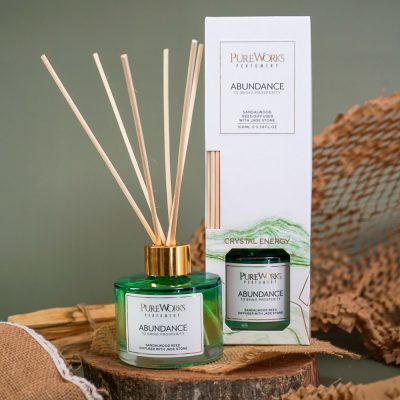 Reed Diffuser Abundance Sandalwood with Jade Crystal Energy