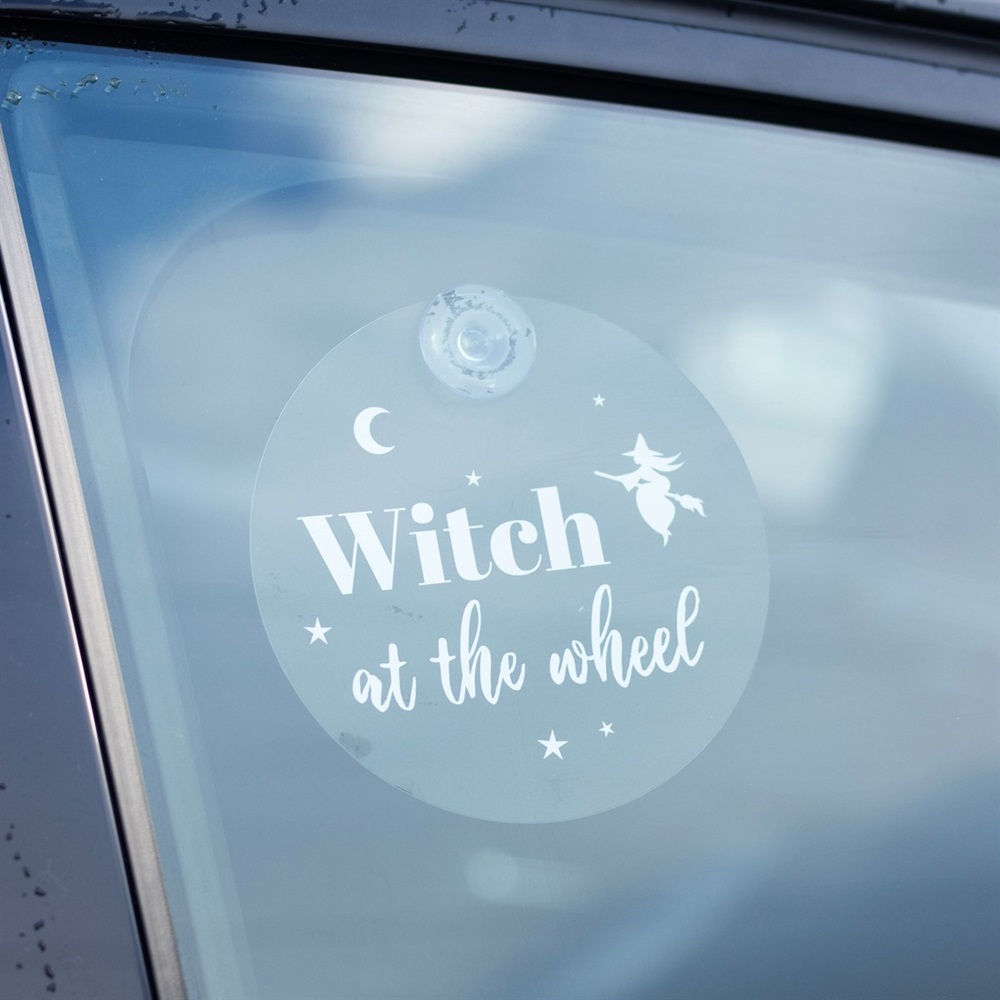 Window Sign Witch at the Wheel
