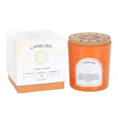 Capricorn Sandalwood & Jasmine Fragranced Gemstone Glass Candle