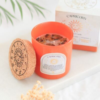 Capricorn Sandalwood & Jasmine Fragranced Gemstone Glass Candle