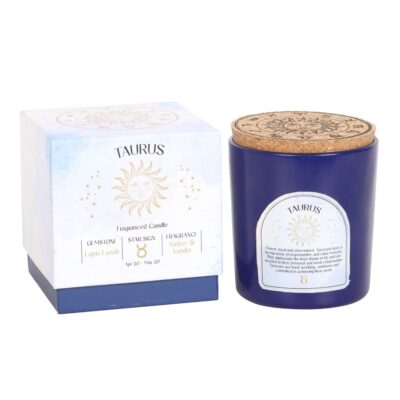 Taurus Amber & Vanilla Fragranced Gemstone Glass Candle