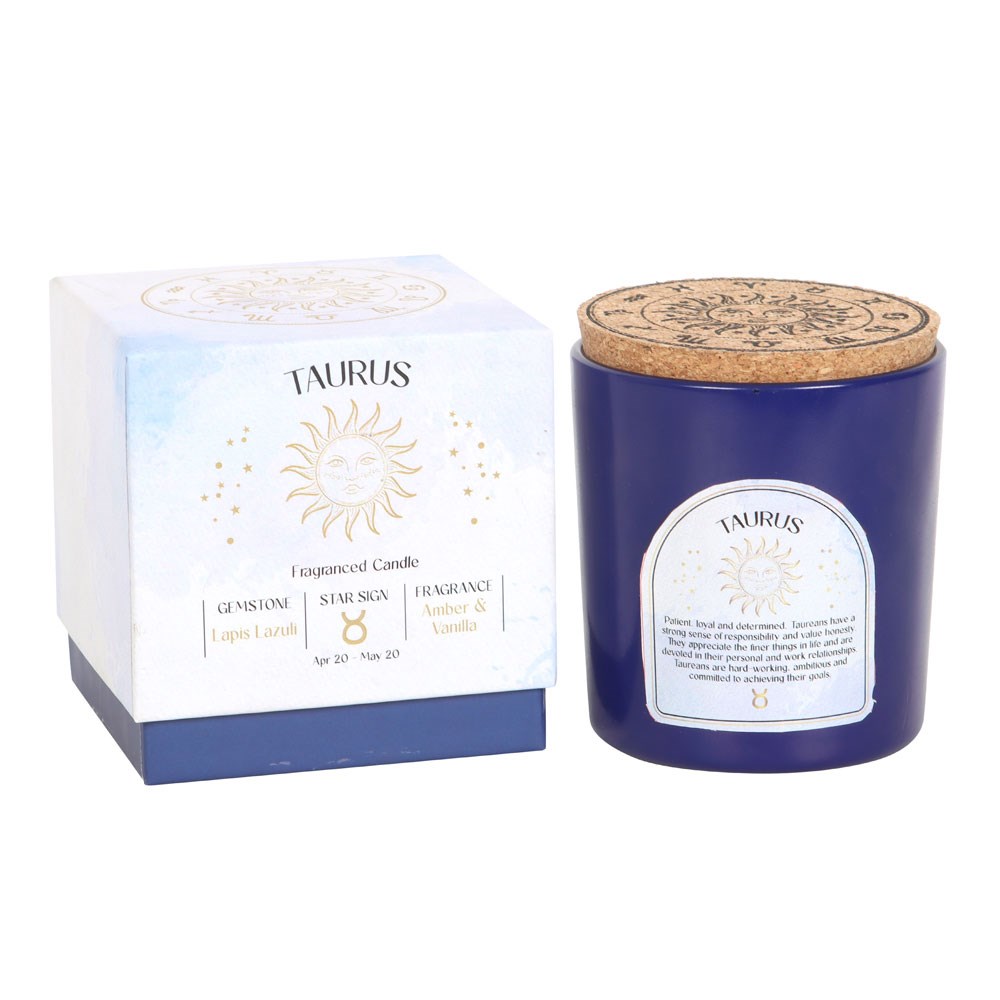 Taurus Amber & Vanilla Fragranced Gemstone Glass Candle - Image 5