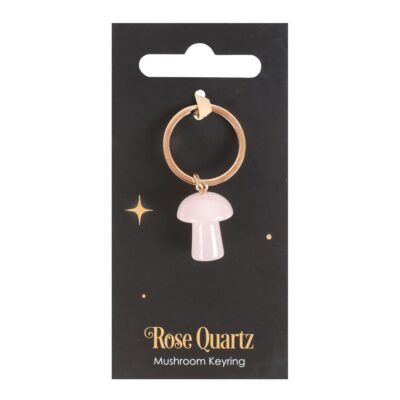 Rose Quartz Mushroom Keyring