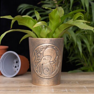 Bronze Terracotta Moon Gazing Hare Plant Pot by Lisa Parker