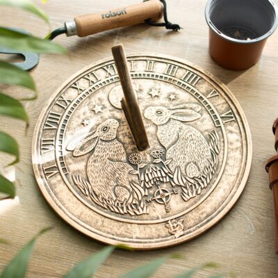 Terracotta Sundial Moon Gazing Hare by Lisa Parker
