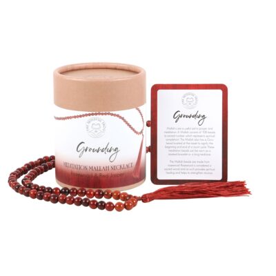 Mala Necklace Grounding Rosewood & Red Jasper