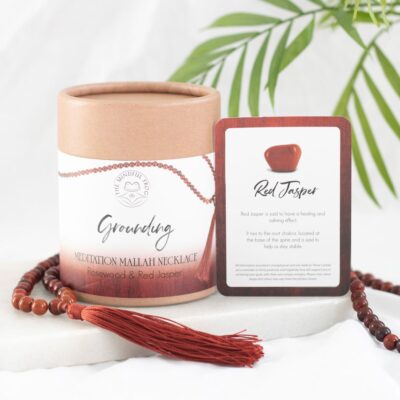 Mala Necklace Grounding Rosewood & Red Jasper