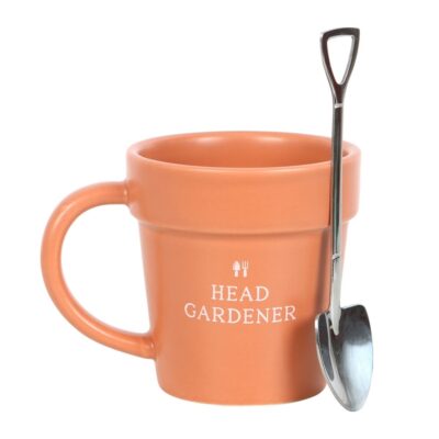 Ceramic Head Gardener Plant Pot Mug and Spoon