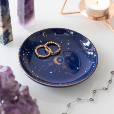 Ceramic Blue Crescent Moon Trinket Dish CLEARANCE