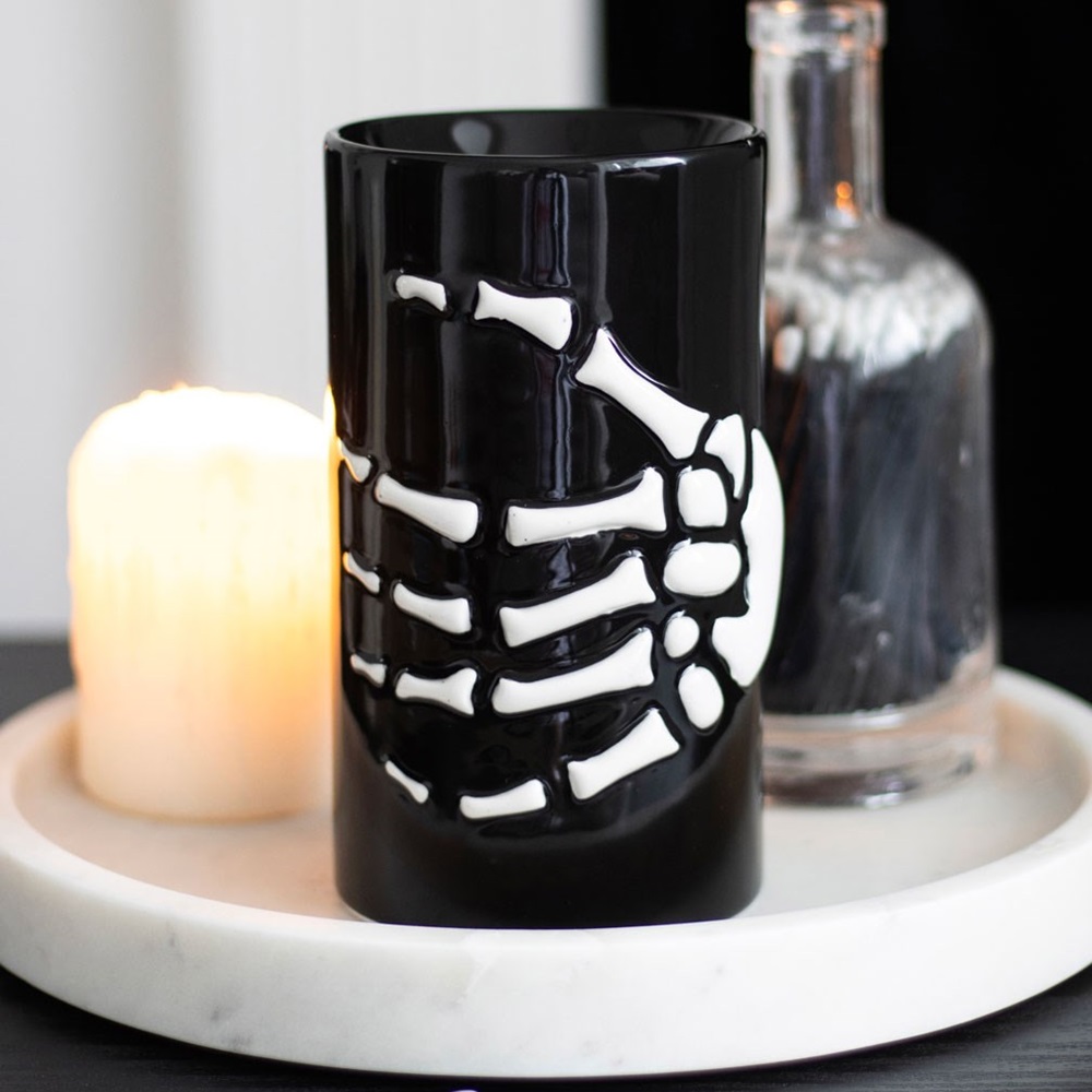 Skeleton Hand Black Ceramic Oil Burner