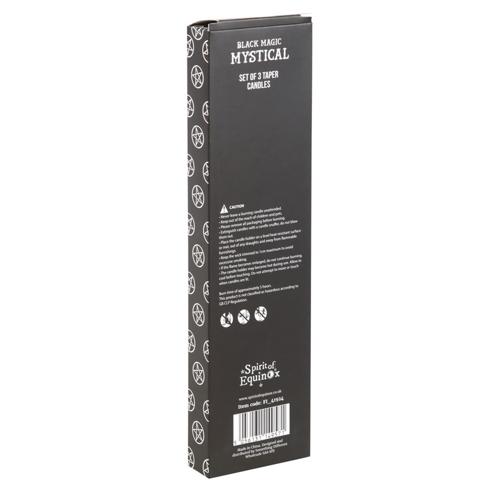 Pack of 3 Black Magic Taper Dinner Candles - Image 4