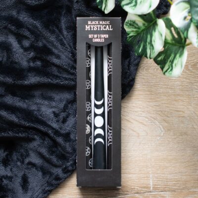 Pack of 3 Black Magic Taper Dinner Candles