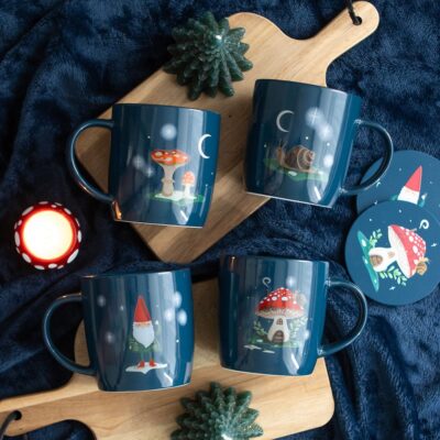 Gnome Sweet Gnome Set of Four Ceramic Mugs