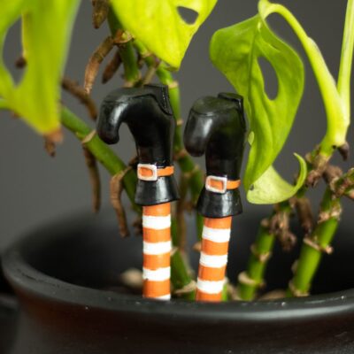 Set of 2 Novelty Resin Witch Legs Plant Pot Ornament