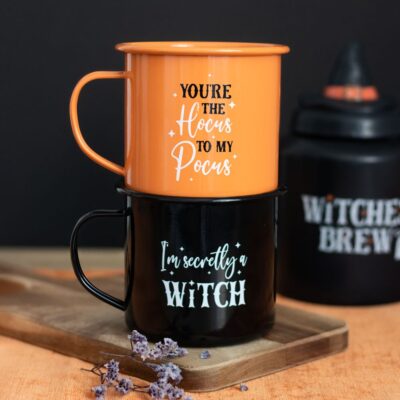 Set of 2 Wicked Witch Enamel Mugs SALE