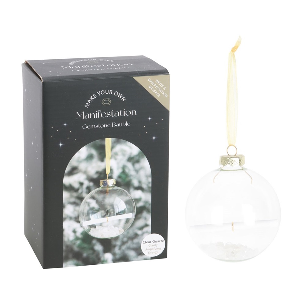 Manifestation Glass Christmas Bauble Kit Clear Quartz - Image 2
