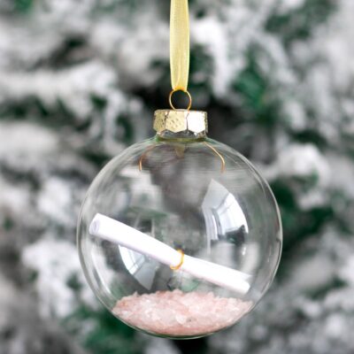 Manifestation Glass Christmas Bauble Kit Rose Quartz