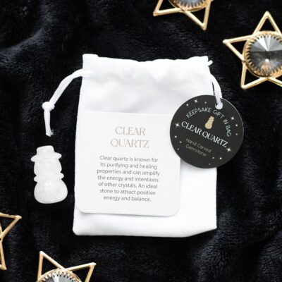 Crystal Snowman in a Bag Clear Quartz