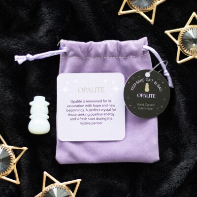 Crystal Snowman in a Bag Opalite