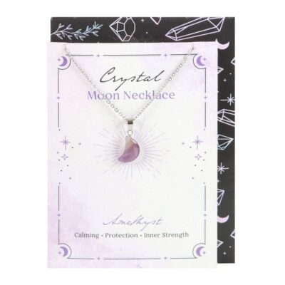 Crystal Moon Necklace on Greeting Card Amethyst