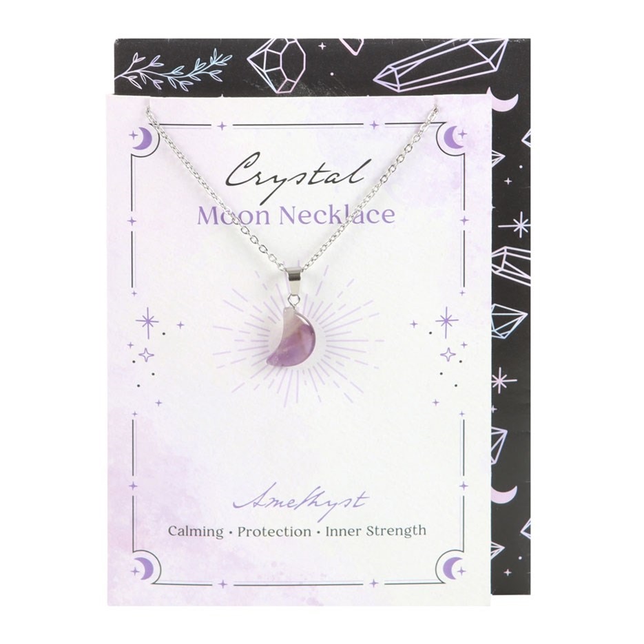 Crystal Moon Necklace on Greeting Card Amethyst - Image 2