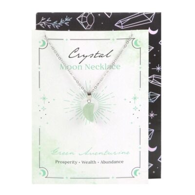 Crystal Moon Necklace on Greeting Card Green Aventurine
