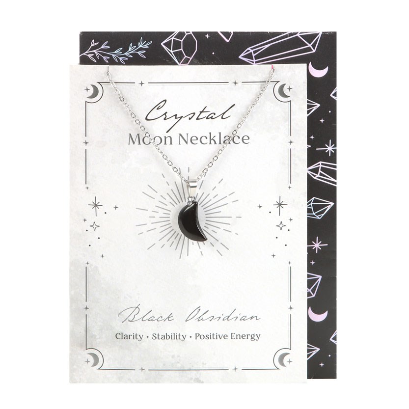 Crystal Moon Necklace on Greeting Card Black Obsidian - Image 2