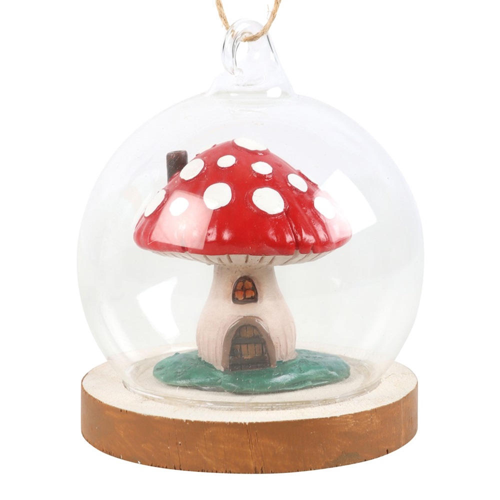 Mushroom House Glass Dome Hanging Decoration - Image 2