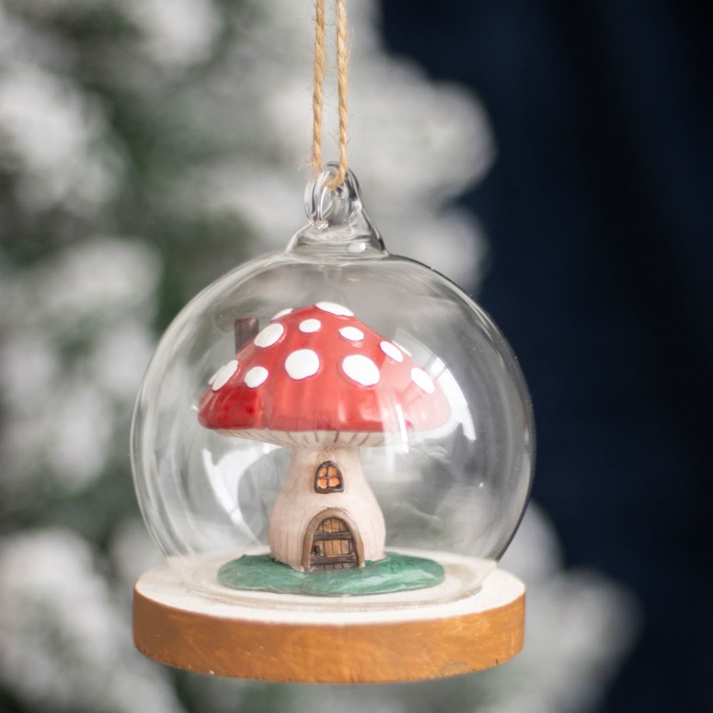 Mushroom House Glass Dome Hanging Decoration - Image 4