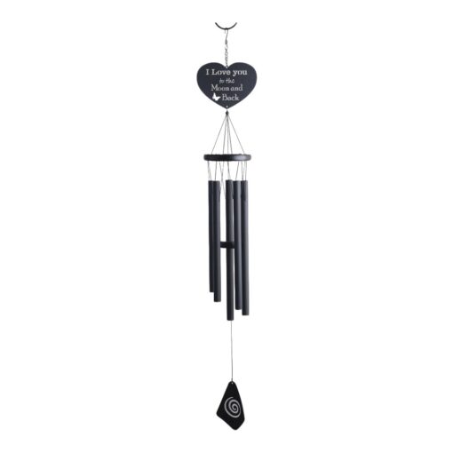 Love You To The Moon And Back Wind Chime 40" Black