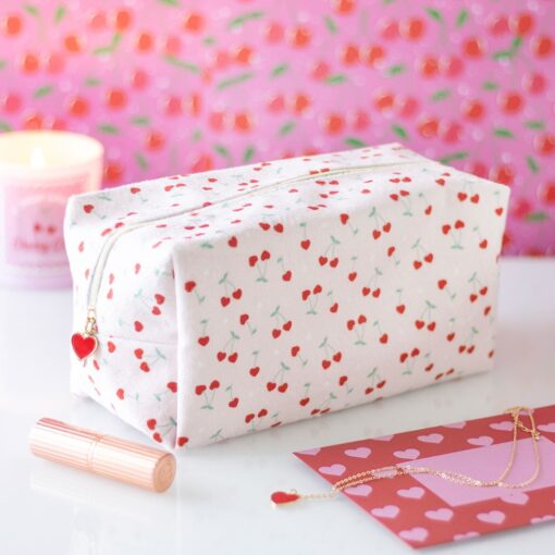 Makeup Bag Heart Cherry Print - Image 5