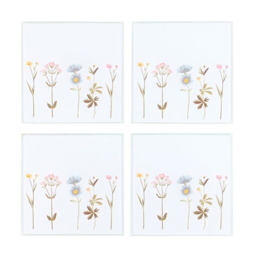 Set of 4 Floral Glass Coasters