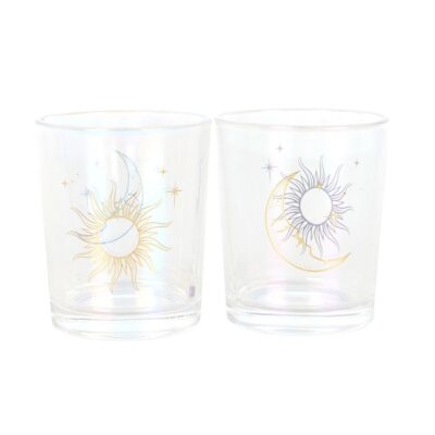 Iridescent Sun and Moon Votive Candle Holders