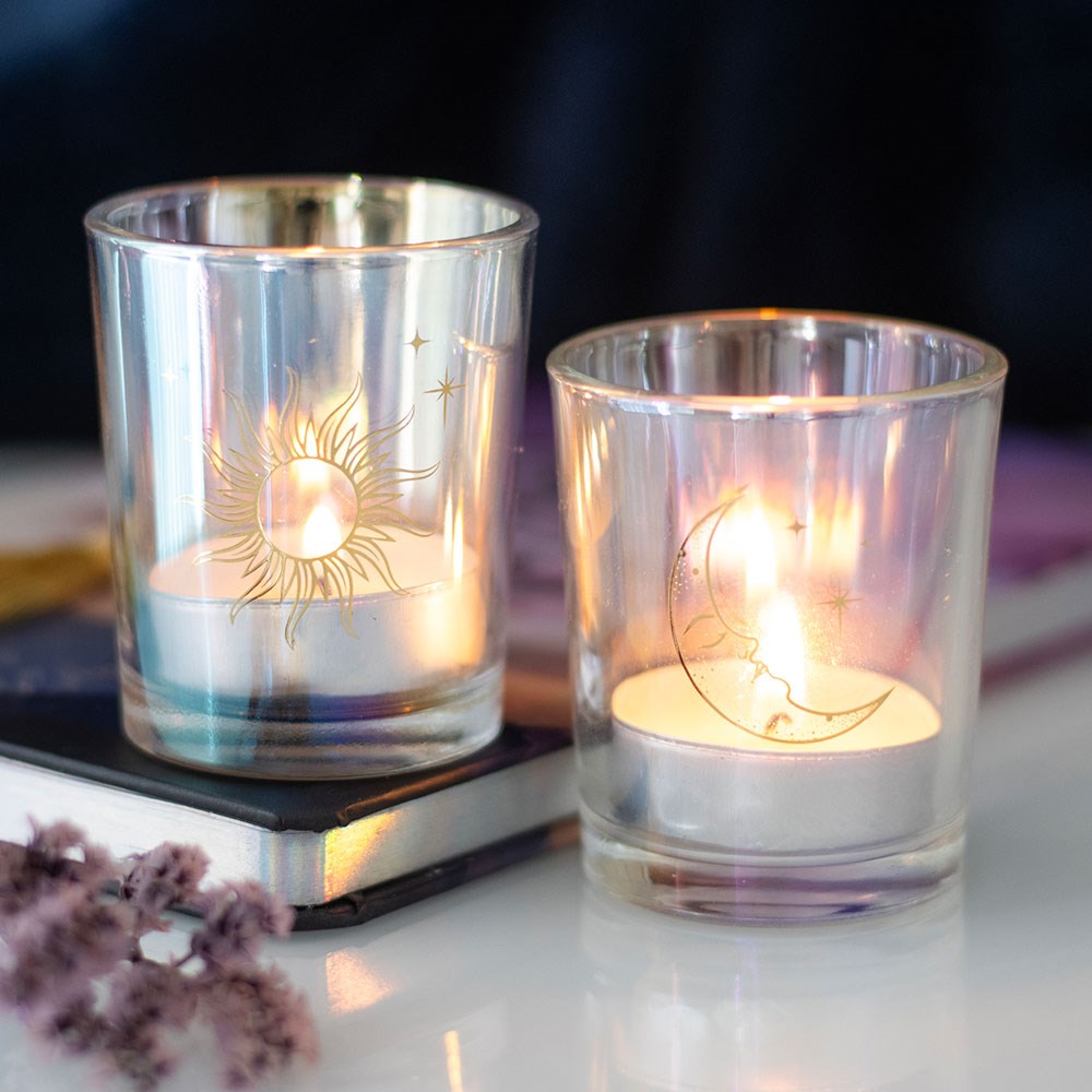 Iridescent Sun and Moon Votive Candle Holders - Image 4