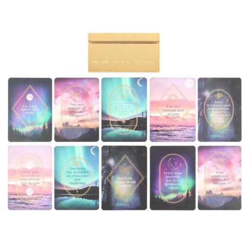 Set of 10 Ethereal Affirmation Cards with Wooden Stand - Image 4