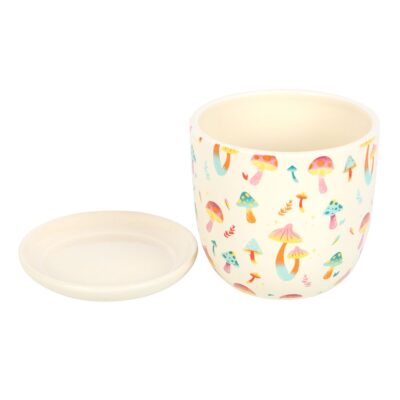 Funky Fungi Mushroom Print Plant Pot with Saucer