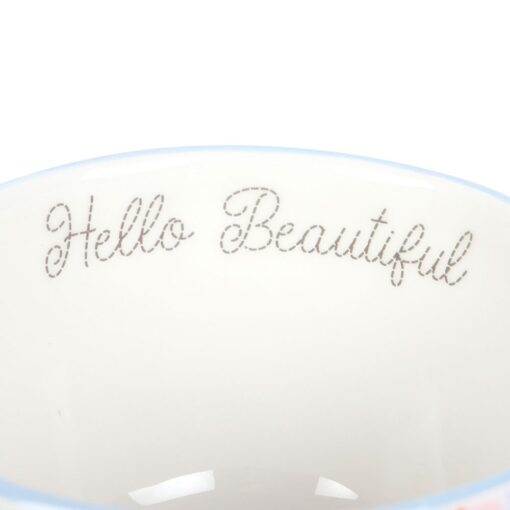 Hello Beautiful Ditsy Floral Print Mug with Butterfly - Image 2