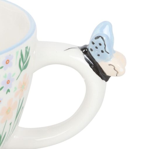 Hello Beautiful Ditsy Floral Print Mug with Butterfly - Image 3