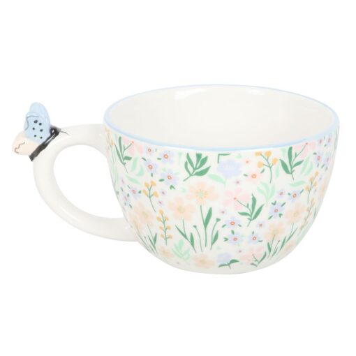 Hello Beautiful Ditsy Floral Print Mug with Butterfly - Image 5