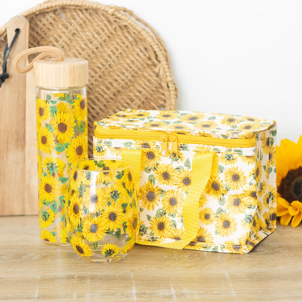 Sunflower Print Glass Water Bottle - Image 4