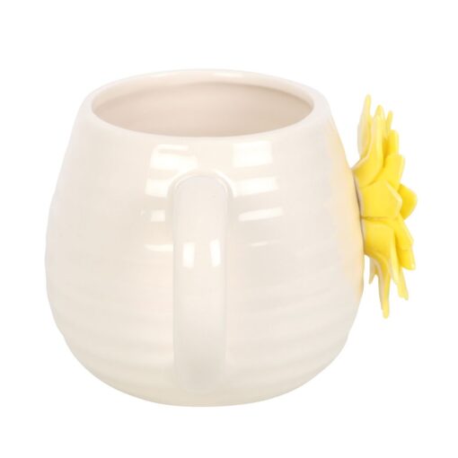 Hello Sunshine Rounded Mug with 3D Sunflower - Image 2