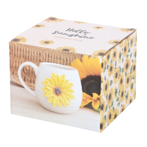 Hello Sunshine Rounded Mug with 3D Sunflower - Image 4